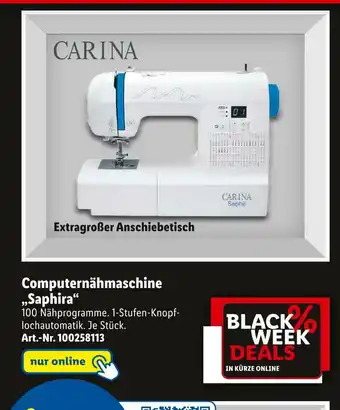 Lidl Carina computernähmaschine „saphira“ Angebot