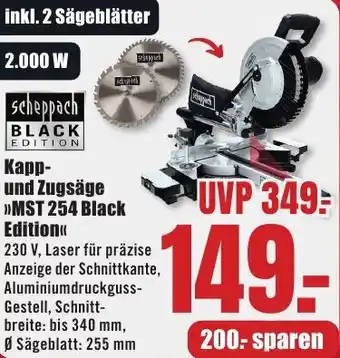 B1 Discount Baumarkt Scheppach Kapp und Zugsäge MST 254 Black Edition Angebot