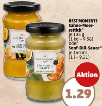 PENNY BEST MOMENTS Sahne-Meerrettich oder Senf Dill Sauce Angebot