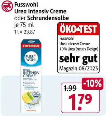 Rossmann Fusswohl urea intensiv creme oder schrundensalbe Angebot