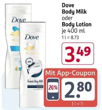 Rossmann Dove body milk oder body lotion Angebot