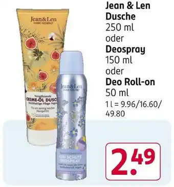 Rossmann Jean & len dusche oder deospray oder deo roll-on Angebot