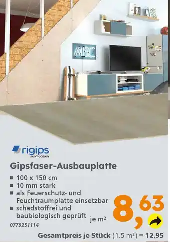 Globus Baumarkt rigips Gipsfaser-Ausbauplatte Angebot