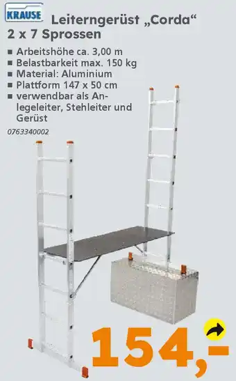 Globus Baumarkt KRAUSE Leiterngerüst ,,Corda" 2 x 7 Sprossen Angebot