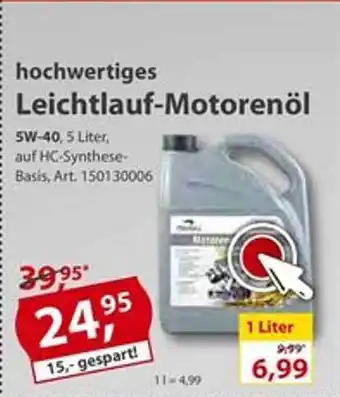 Sonderpreis Baumarkt Hochwertiges Leichtlauf-motorenöl 5w40 Angebot