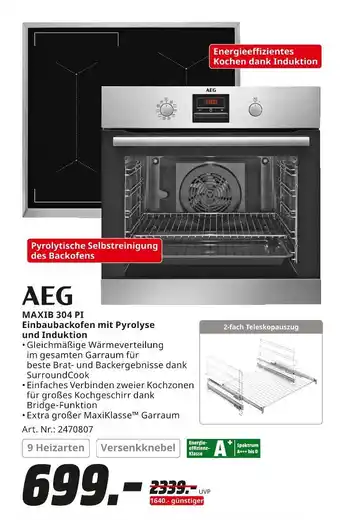 MediaMarkt Aeg maxib 304 pi einbaubackofen mit pyrolyse und induktion Angebot