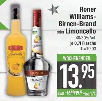 E-Center Roner Williams- Birnen-Brand oder Limoncello Angebot