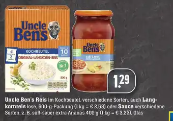 Edeka Uncle Ben's Reis, Langkornreis 500g oder Sauce 400g Angebot