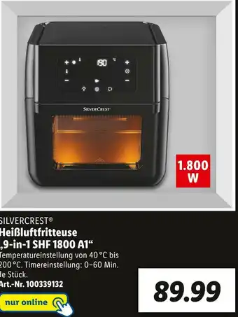 Lidl Silvercrest heißluftfritteuse „9-in-1 shf 1800 a1“ Angebot