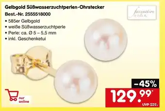 Netto Marken-Discount Gelbgold Süßwasserzuchtperlen-Ohrstecker Angebot