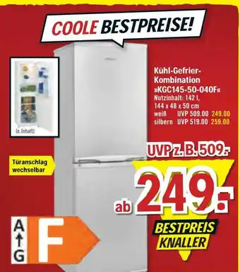 B1 Discount Baumarkt Kühl Gefrierkombination Kgc145-50-040f Angebot