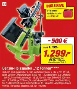 toom Baumarkt Benzin-Holzspalter „12 Tonnen" Angebot