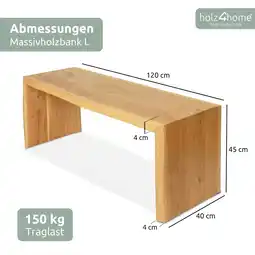 Netto Marken-Discount holz4home Massivholz Hocker I Bank aus Eiche mit Baumkante L Angebot