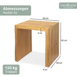 Netto Marken-Discount holz4home Massivholz Hocker I Bank aus Eiche mit Baumkante XS Angebot