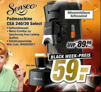 Expert Senseo Padmaschine Csa 240-20 Select Angebot