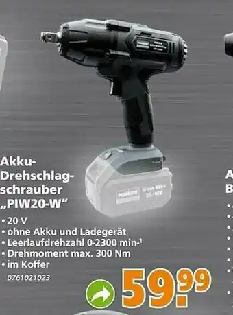 Globus Baumarkt Akku-drehschlagschrauber Piw20-w Angebot