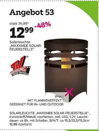 Mömax Solarleuchte „maxxmee Solar-feuerstelle“ Angebot