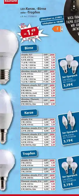 Sonderpreis Baumarkt LED-Kerze, -Birne oder -Tropfen Angebot