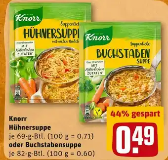 REWE Knorr hühnersuppe oder buchstabensuppe Angebot