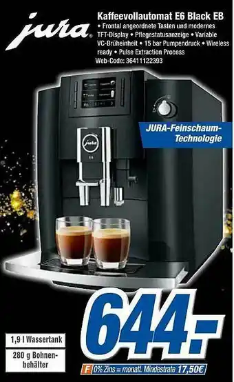 Expert Klein Jura Kaffeevollautomat E6 Black Eb Angebot