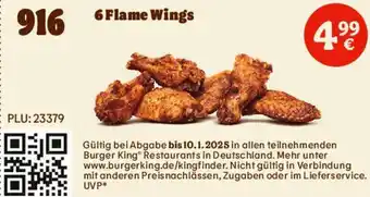 Burger King 6 Flame Wings Angebot