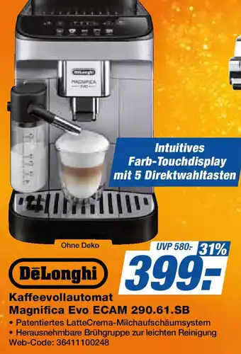 Expert DeLonghi Kaffeevollautomat Magnifica Evo ECAM 290.61.SB Angebot