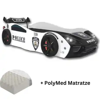 Netto Marken-Discount Autobett Police Spielbett für Kinder 90x200 inkl. Lattenrost und PolyMed Matratze Angebot