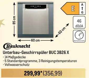 METRO Bauknecht Unterbau-Geschirrspüler BUC 3B26 X Angebot