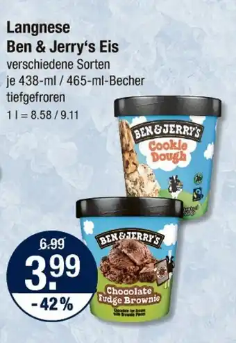 V Markt Langnese ben & jerry's cookie dough oder chocolate fudge brownie Angebot