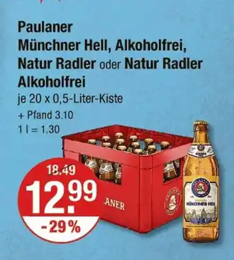 V Markt Paulaner münchner hell, alkoholfrei, natur radler oder natur radler alkoholfrei Angebot