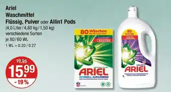 V Markt Ariel waschmittel flüssig, pulver oder allin1 pods Angebot