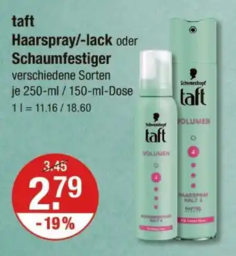 V Markt Schwarzkopf taft haarspray/-lack oder schaumfestiger Angebot