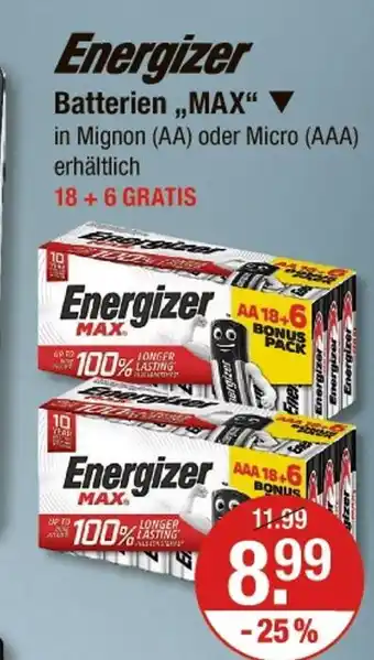 V Markt Energizer batterien max Angebot