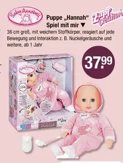 V Markt Baby annabell oder zapf creation puppe hannah spiel mit mir Angebot