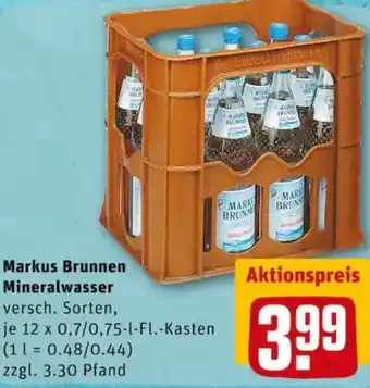 REWE PETZ Markus Brunnen Mineralwasser 12x0,7/0,75L Angebot