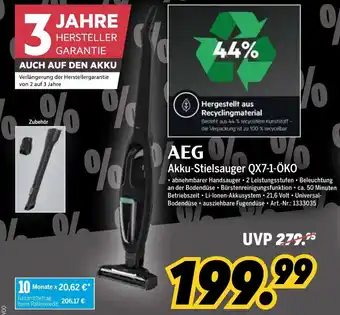 MEDIMAX AEG Akku Stielsauger QX7-1-öko Angebot