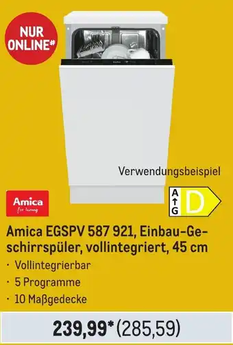 METRO Amica EGSPV 587 921, Einbau-Geschirrspüler; vollintegriert, 45 cm Angebot