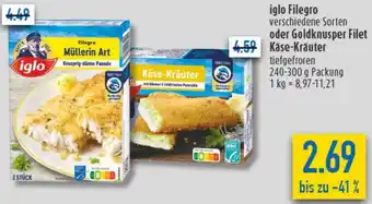 diska iglo Filegro oder Goldknusper Filet Käse-Kräuter Angebot