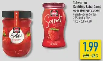 diska Schwartau Konfitüre Extra, Samt oder Weniger Zucker Angebot