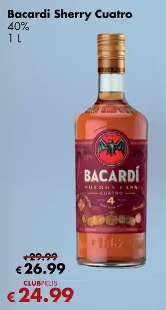 Travel Free Bacardi Sherry Cuatro 1L Angebot