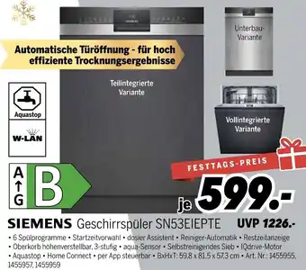 MEDIMAX SIEMENS Geschirrspüler SN53EIEPTE Angebot