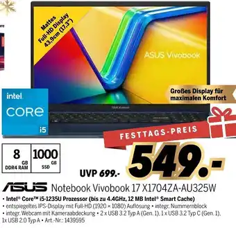 MEDIMAX ASUS Notebook Vivobook 17 X1704ZA-AU325W Angebot