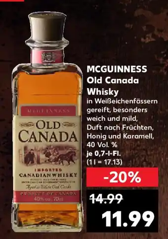 Kaufland MCGUINNESS Old Canada Whisky Angebot