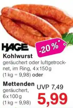 Jawoll HAGE Kohlwurst Angebot