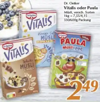 inkoop Dr. Oetker Vitalis oder Paula Angebot