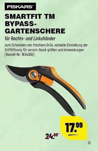 Leitermann Baumarkt Fiskars Smartfit TM Bypass Gartenschere Angebot