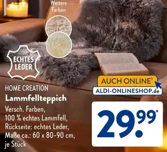 Aldi Süd HOME CREATION Lammfellteppich Angebot