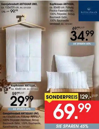 Zurbrüggen Billerbeck ganzjahresbett oder kopfkissen Angebot