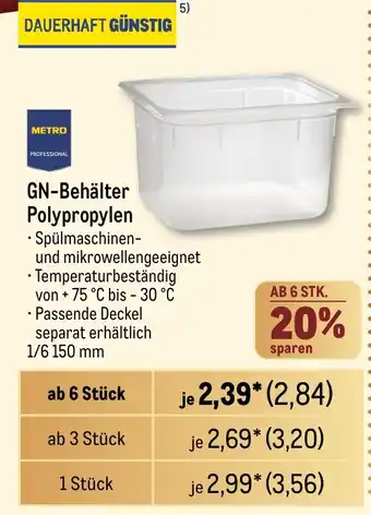 METRO METRO PROFESSIONAL GN-Behälter Polypropylen Angebot