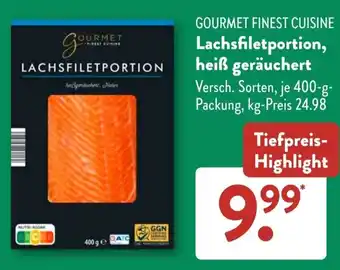 Aldi Süd GOURMET FINEST CUISINE Lachsfiletportion, heiß geräuchert Angebot